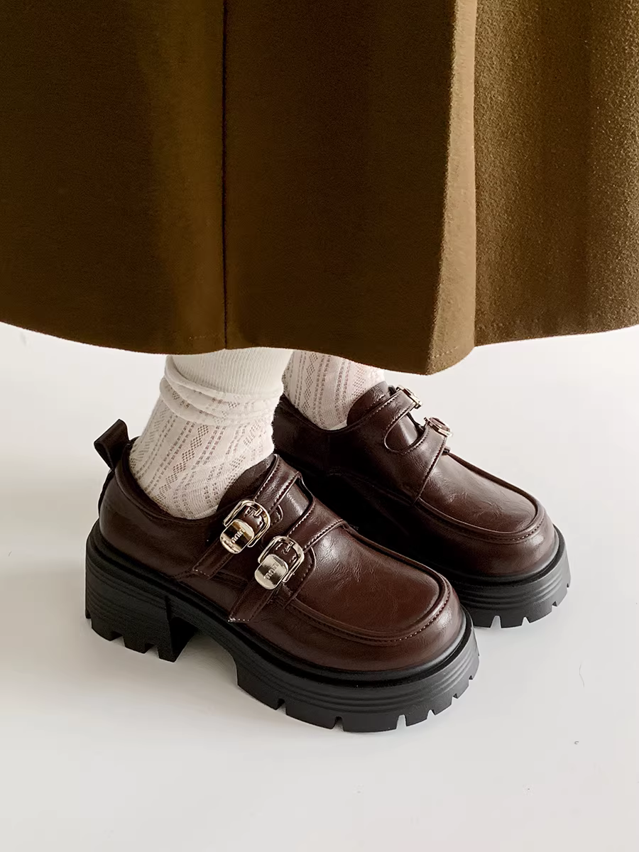 Giày da đế xuồng đen kiểu Pháp cổ điển dành cho nữ, mẫu mới thu 2025, đa năng, kiểu Mary Jane, phối cùng chân váy