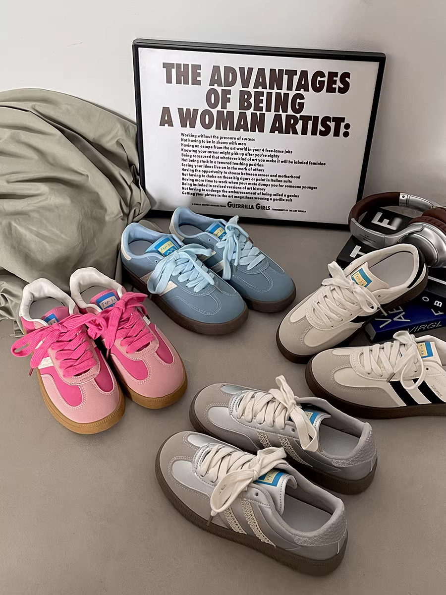 Giày thể thao Đức đế dày đa năng, kiểu retro, dành cho nữ, mẫu mới thu đông 2025, nhẹ và tăng chiều cao.