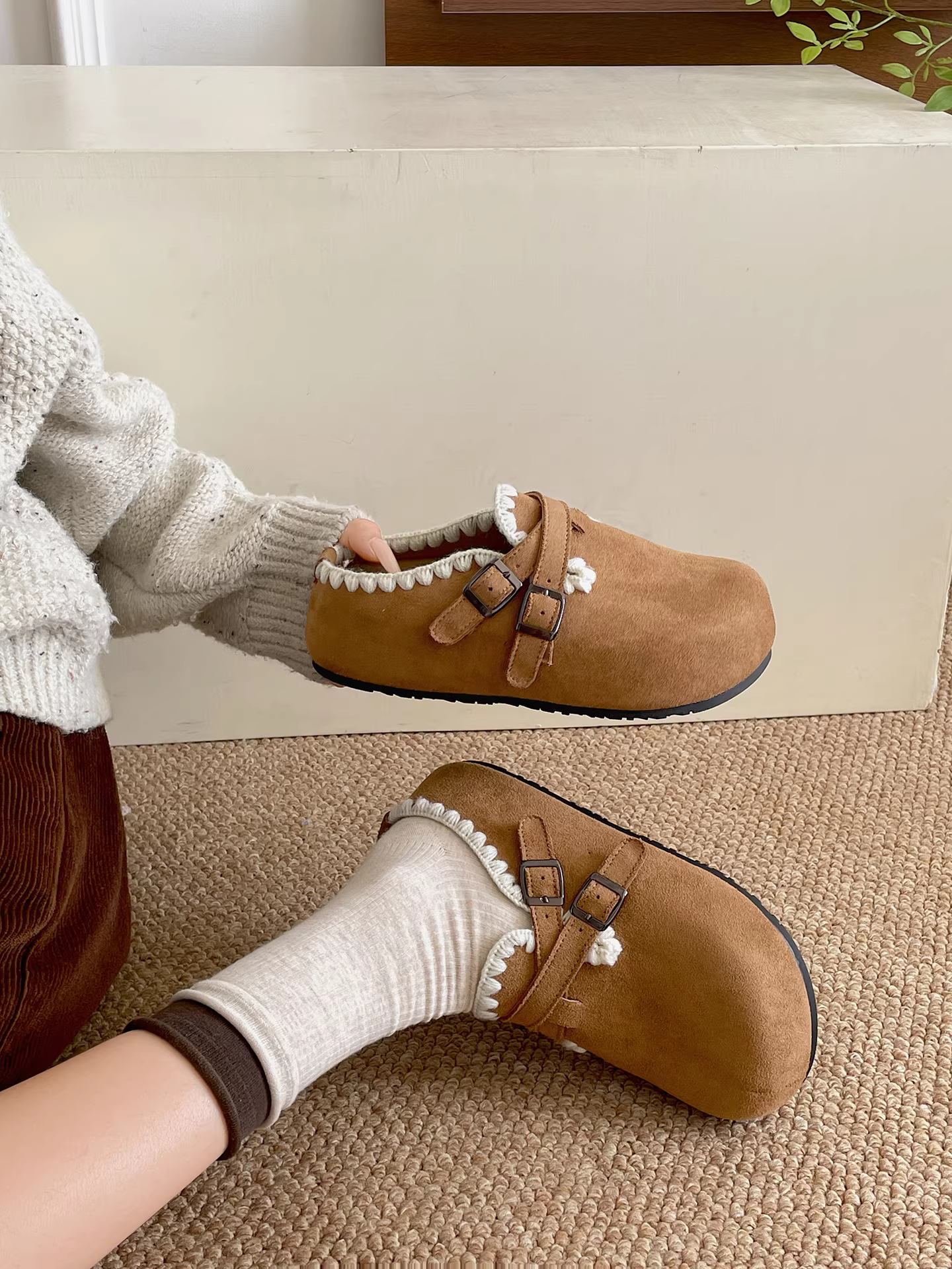 Giày Birkenstock đế dày chống trơn kiểu cổ điển Nanzai dành cho nữ, mẫu mới Thu 2025, đa năng, tăng chiều cao, mũi kín