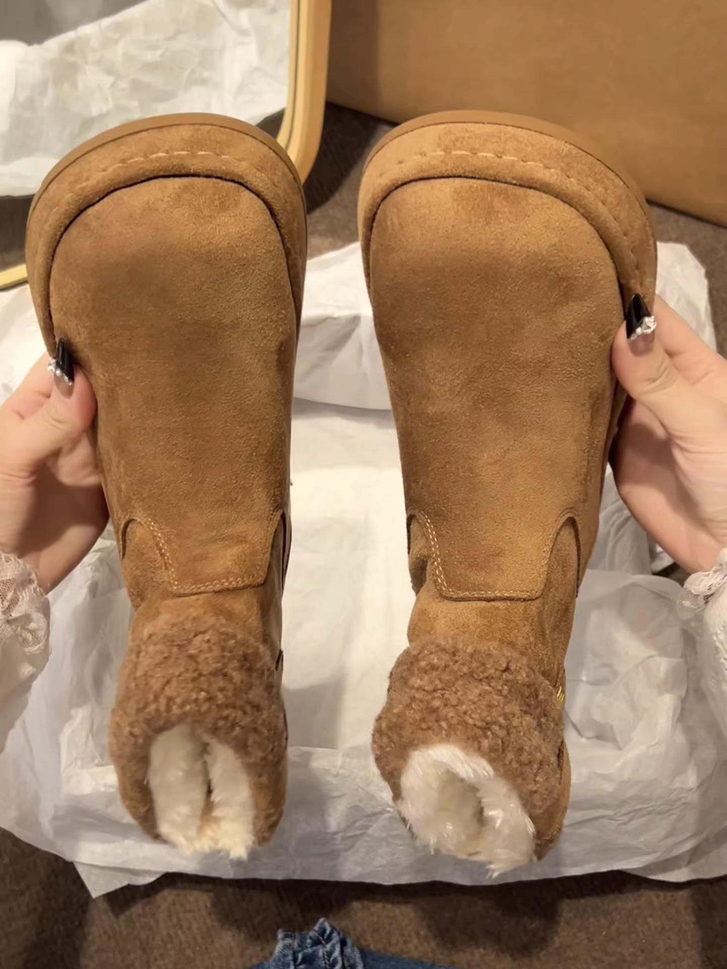 Giày bốt đi tuyết Birkenstock đế dày chống trượt phong cách Đông Bắc dành cho nữ 2025 giày cotton ấm áp tăng chiều cao ngoài trời mùa đông mới