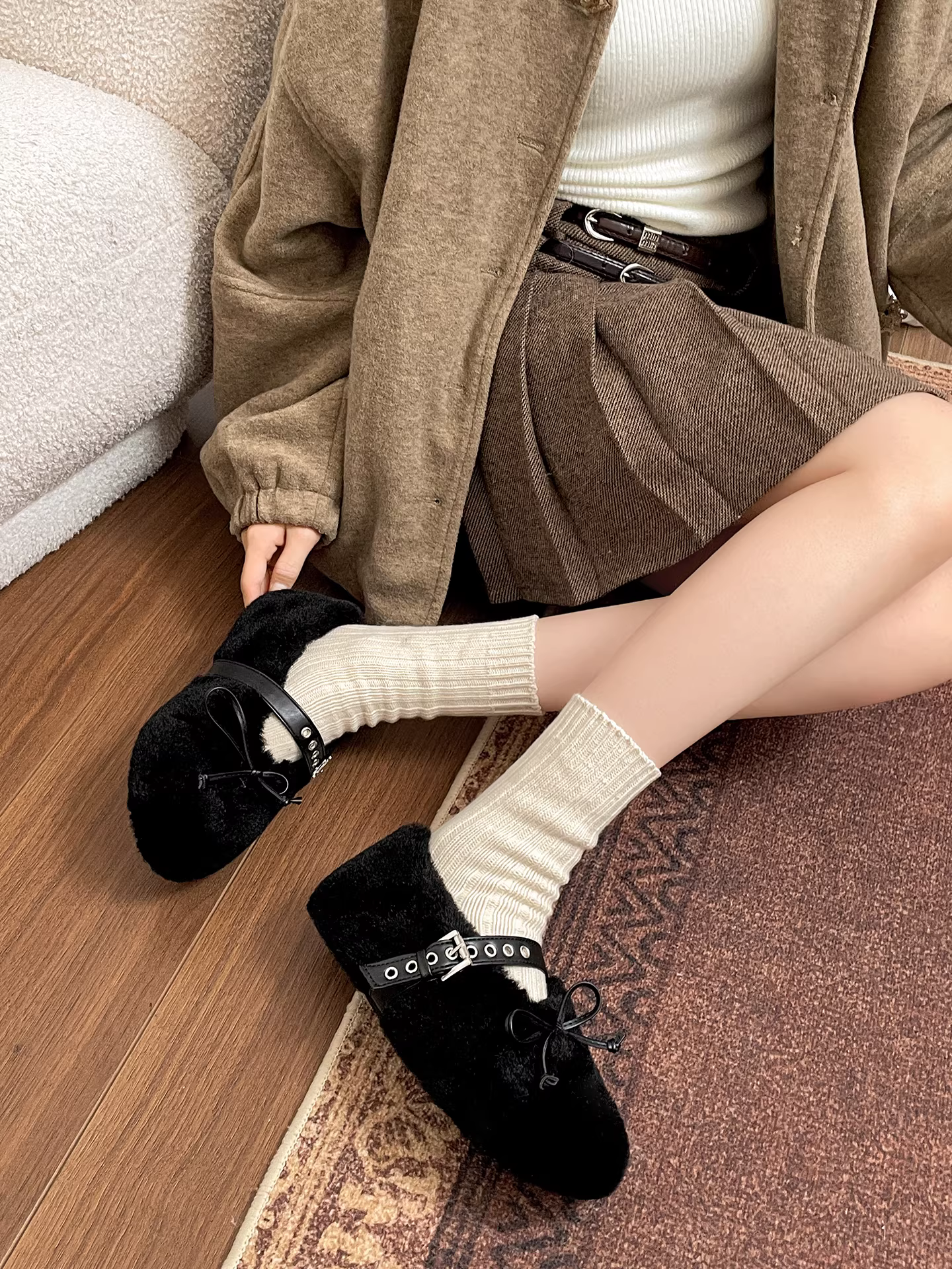 Giày lông dày dặn, đế dày chống trơn, giữ ấm, tăng chiều cao, chất liệu bông, dành cho nữ, mẫu mới mùa đông 2025, đi ngoài trời