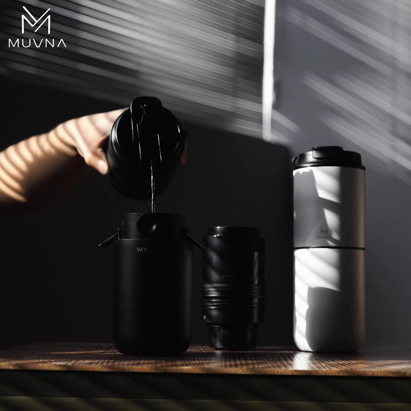 Máy xay cà phê cầm tay đa năng MUVNA, máy xay cà phê điện ngoài trời tích hợp, cốc du lịch pha cà phê