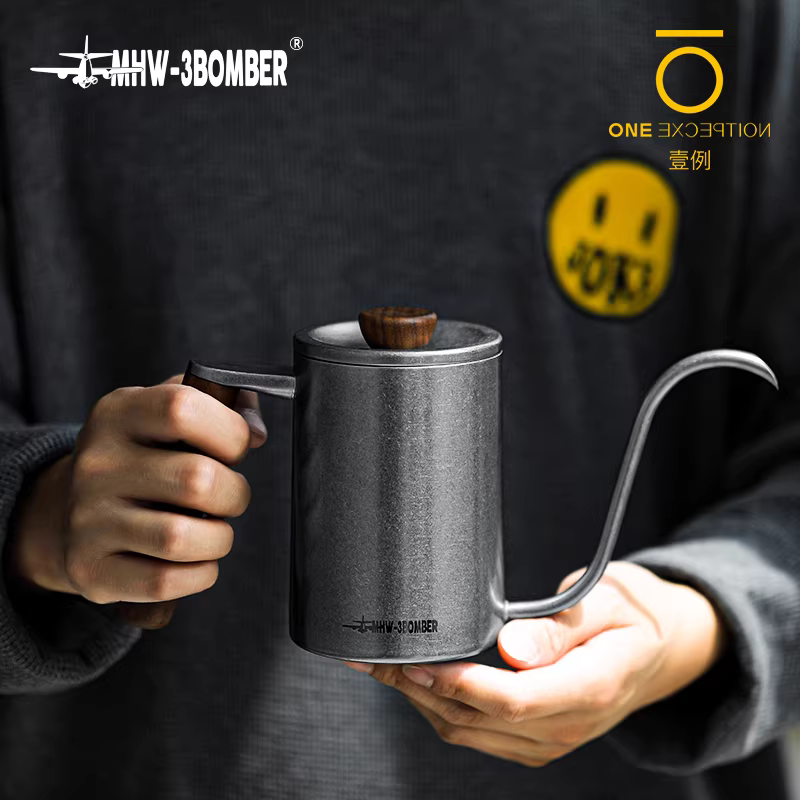 Ấm pha cà phê kiểu Pour-over Bomber MHW, ấm pha cà phê gia dụng kiểu nhỏ giọt bằng thép không gỉ, miệng nhỏ, dùng để pha cà phê kiểu treo tai.