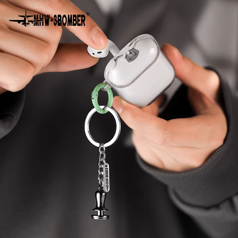 Móc khóa cà phê Bomber MHW, hàng hóa theo chủ đề cà phê, bình tạo hình latte mini, bột đánh bông, tay cầm búa, mặt dây chuyền kỷ niệm