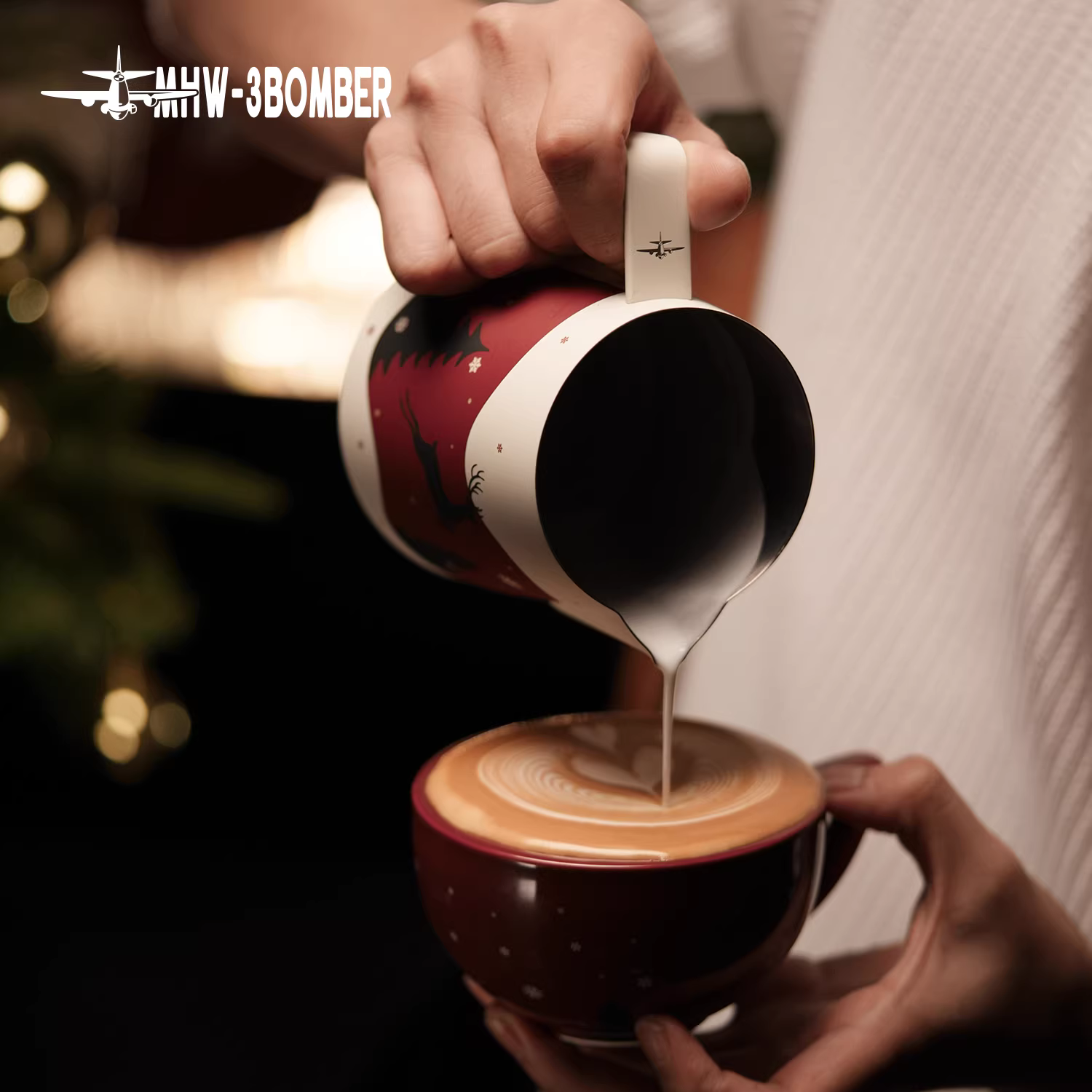 Ly cà phê Bombardier MHW Latte Art Cylinder phiên bản giới hạn Giáng sinh 2025, ly Latte Art Sato, ly tạo bọt sữa, quà tặng độc đáo