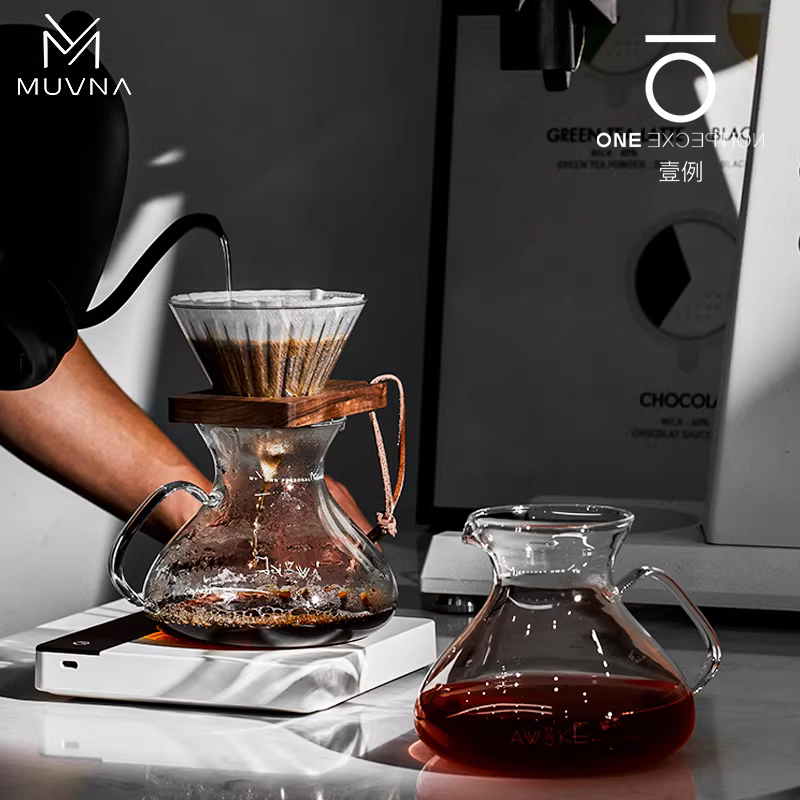 Bình pha cà phê MUVNA, bình thủy tinh có vạch chia, kiểu pha cà phê kiểu Mỹ bằng phương pháp nhỏ giọt, hình dạng quả núi