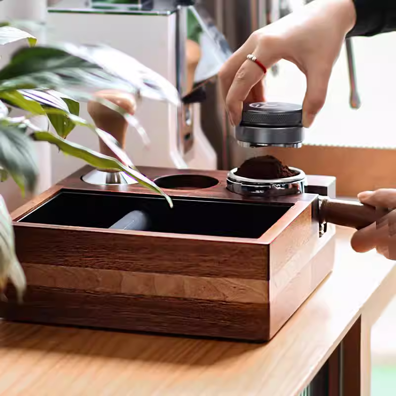 Hộp đựng bã cà phê đa năng AG, giá đỡ máy pha cà phê, hộp đựng bã cà phê, dụng cụ tán bột cà phê, tay cầm phân phối, giá đỡ, giá đỡ tamper 58mm, gỗ nguyên khối