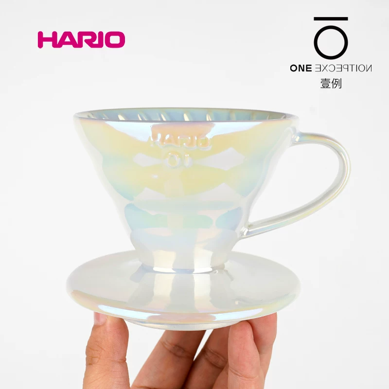 Bộ lọc cà phê thủ công bằng gốm sứ HARIO Arita của Nhật Bản màu trắng titan ngọc trai Bộ lọc hình nón V60 phiên bản giới hạn