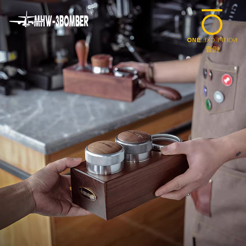 Giá đỡ, tay cầm, hộp đựng, vải lau, máy ép bột cà phê, búa, đế gỗ, gỗ nguyên khối, kiểu Ý 58mm, dành cho máy pha cà phê MHW Bomber