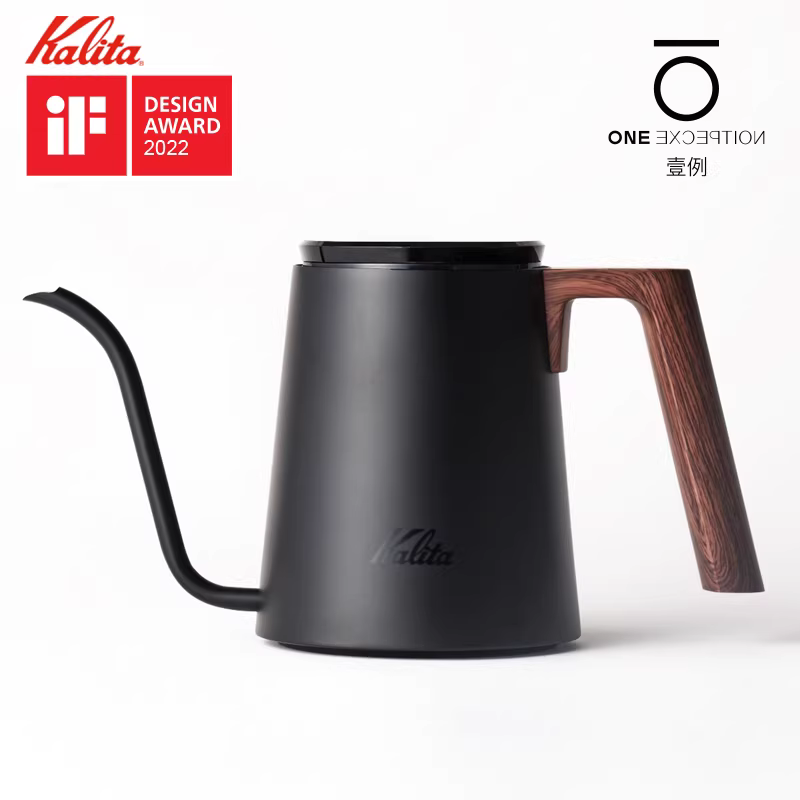 Ấm pha cà phê cổ ngỗng Kalita có nắp ép chống bỏng vân gỗ, ấm pha cà phê có vòi hẹp bằng Teflon, 800ml, Taimo.