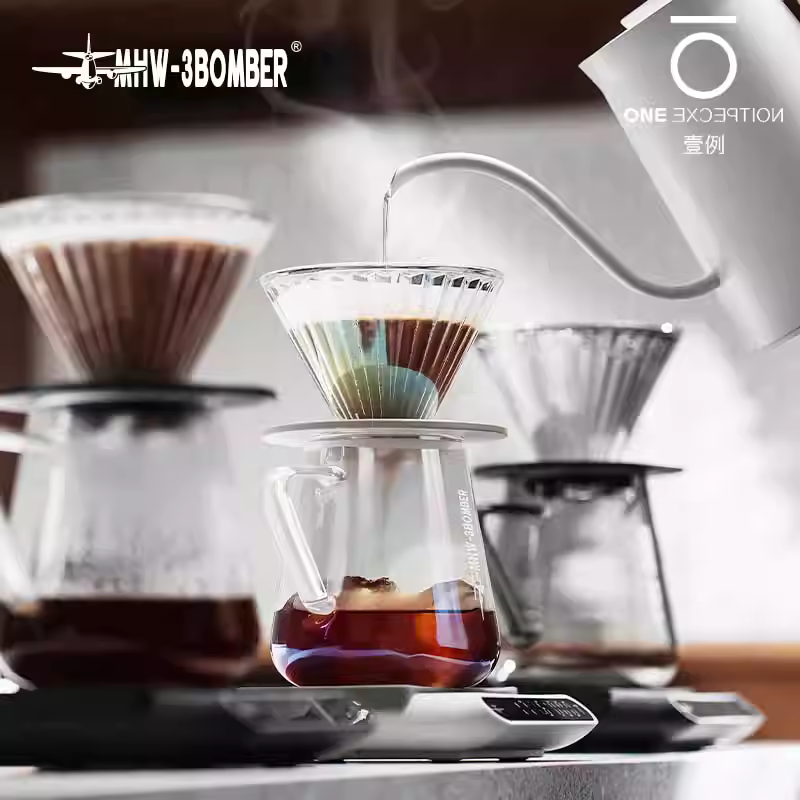 Bình pha cà phê thủ công Bomber MHW Elf Sharing Pot 500ml, chất liệu thủy tinh chịu nhiệt, kiểu dáng mây, lọc kiểu Mỹ