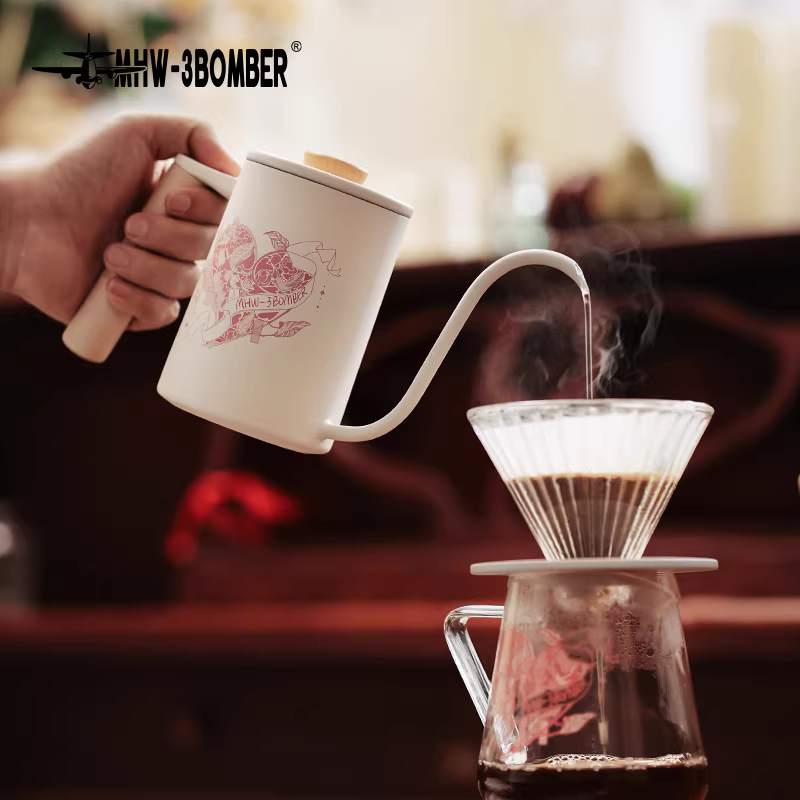 Ấm pha cà phê kiểu Pour-over Bomber MHW Heartbeat Planet, vòi nhỏ, lọc nhỏ giọt, kiểu treo tai.