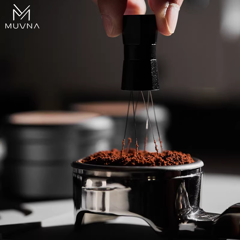 Máy khuấy cà phê Espresso MUVNA, phân phối bột cà phê, phá vỡ cục tụ, phân phối bột đều, gắn từ tính kèm hộp đựng
