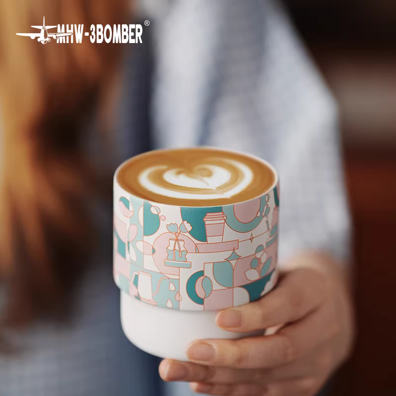 MHW Bomber x STTOKE Hợp tác Cốc xoay Cốc pha cà phê thủ công Cốc cà phê Latte Art của Ý Cốc Latte có thể xếp chồng lên nhau