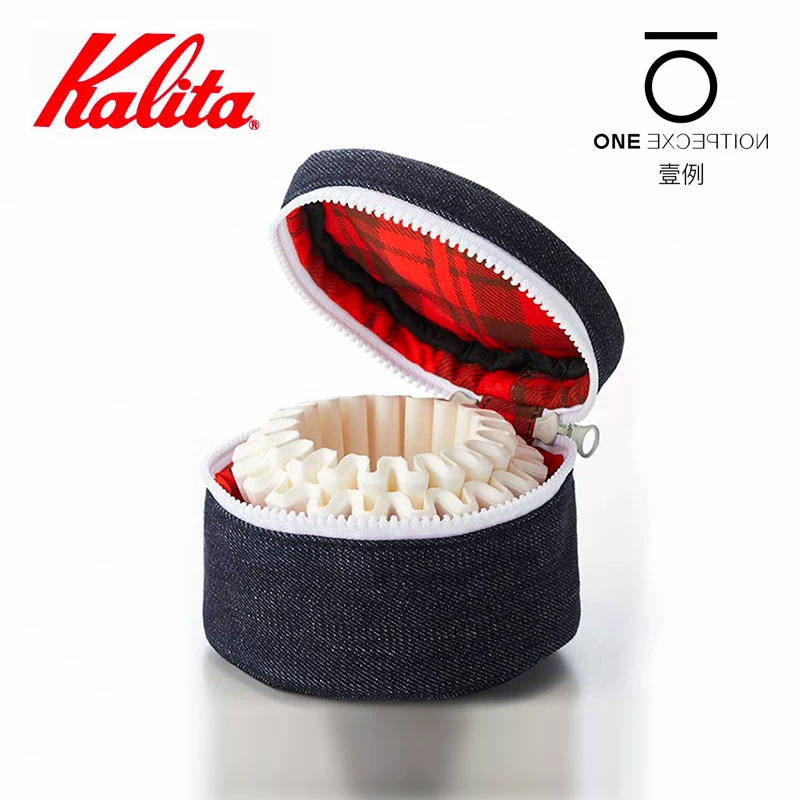Túi đựng đồ denim Kalita, giấy lọc bánh gato số 155/185, bộ lọc cà phê Pour-over V60, túi đựng di động