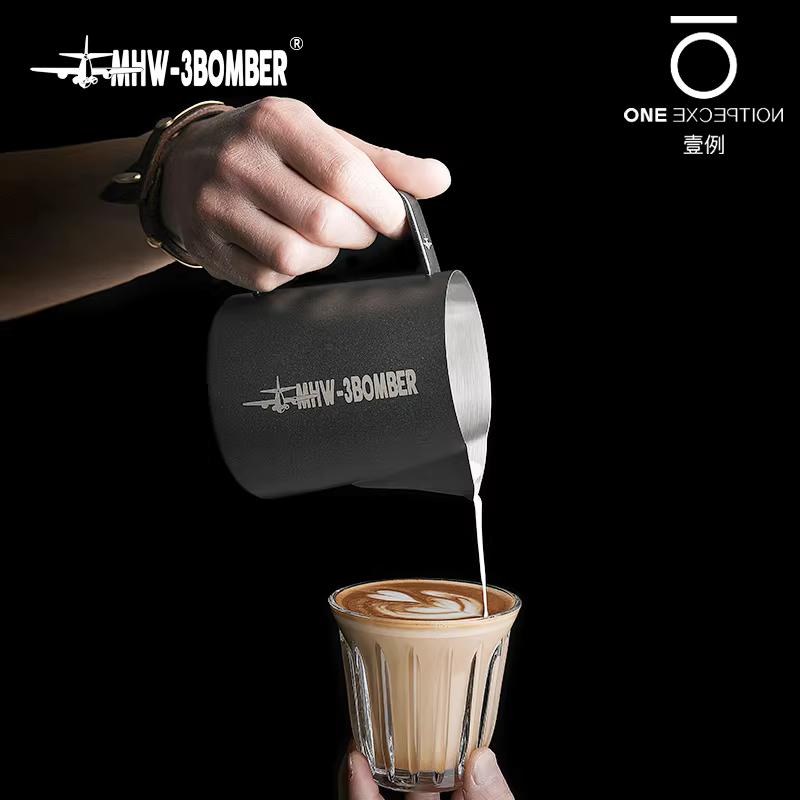 Cốc tạo bọt sữa Latte Art hình trụ Bomber MHW Pointed Mouth 3.0, 600ml, tạo bọt sữa cà phê, tạo bọt sữa hình tròn nổi