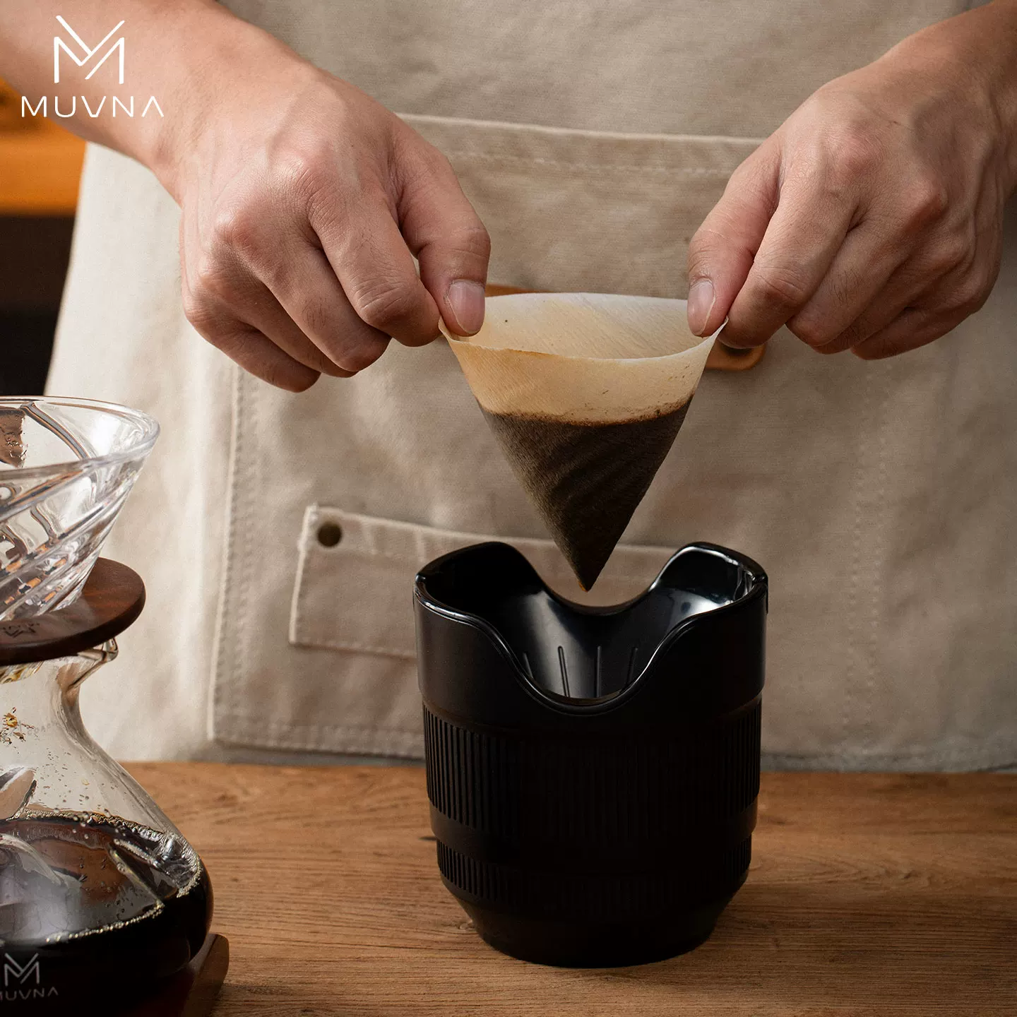 Hộp đựng bã cà phê MUVNA dùng cho cà phê pha kiểu pour-over, giấy lọc V60, hộp đựng bã cà phê, bình đựng, gạt tàn, chậu cây xanh