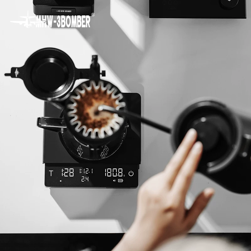 Cân điện tử pha cà phê Espresso Bomber MHW Little Magic Cube 3.0, chuyên dụng để cân, hẹn giờ và đo tỷ lệ bột nước