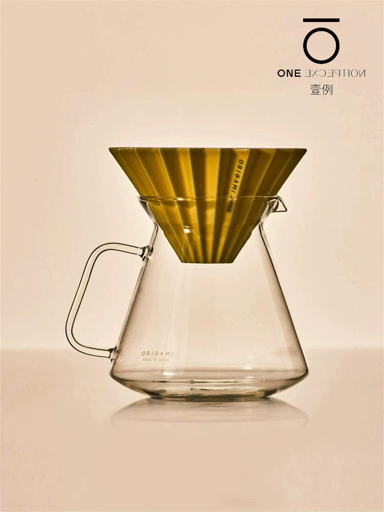 Bình pha cà phê kiểu Nhật ORIGAMI Sharing Pot Aroma Glass, bình rót cà phê, đồ gốm Mino, chống thấm nước, HARIO