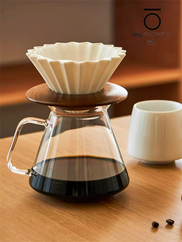 Bình pha cà phê kiểu Nhật ORIGAMI Sharing Pot Aroma Glass, bình rót cà phê, đồ gốm Mino, chống thấm nước, HARIO