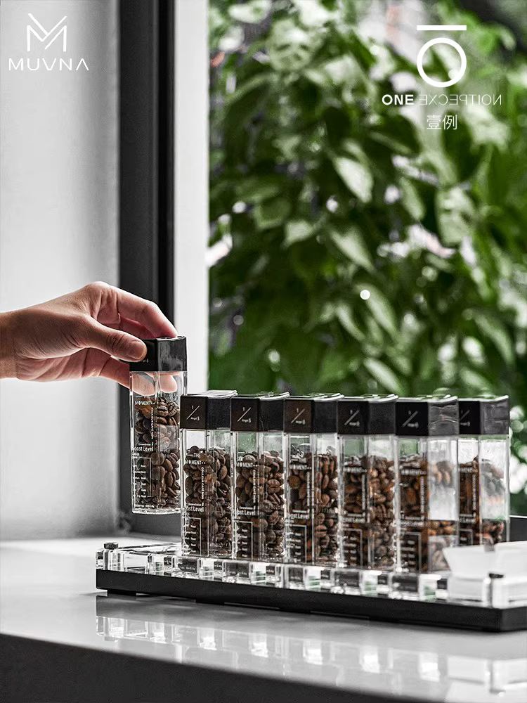 Hộp đựng cà phê bột MUVNA, ống trưng bày kín khí, ống nghiệm phân phối, giá trưng bày ống nghiệm, chai đựng hương thơm KONA