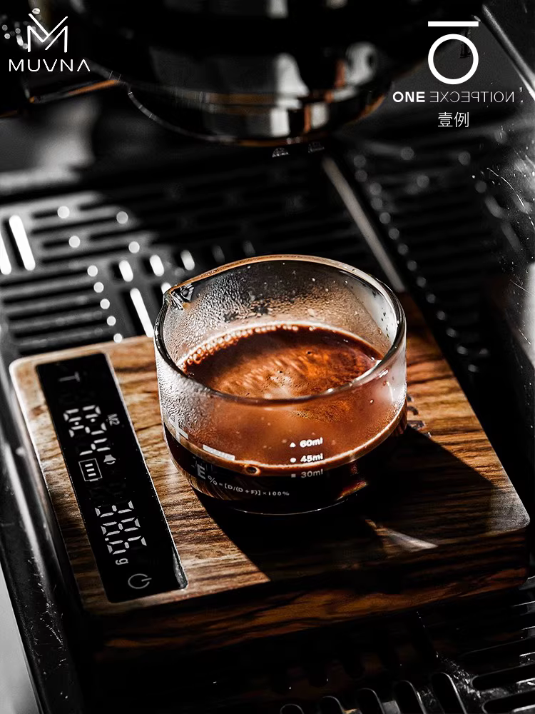 Cân điện tử MUVNA, gỗ nguyên khối, dùng cho cà phê espresso pha thủ công, hạt cà phê và bột, chuyên dùng để đo thời gian và cân chính xác, hình khối nhỏ.