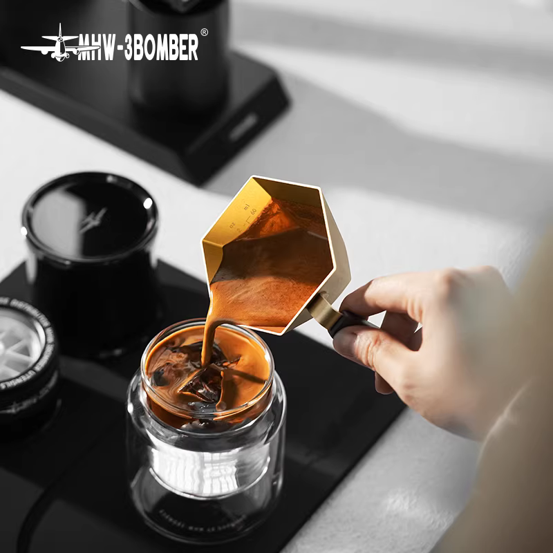 Cốc đo lường hình lăng trụ Bomber MHW, cốc pha cà phê, cốc có vạch chia đôi, bình sữa nhỏ pha espresso, cốc đo nhỏ Saita