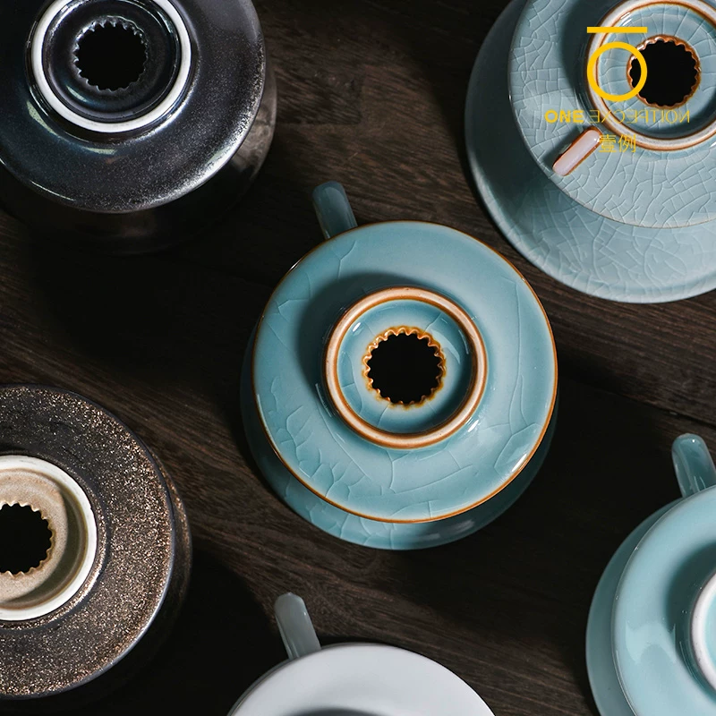 Cốc lọc cà phê thủ công bằng gốm Brewista V60 Jingdezhen cốc lọc nhỏ giọt hoa văn xoắn ốc retro hero