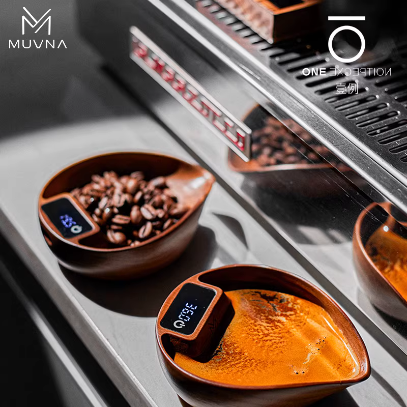 Cân điện tử MUVNA với khay gỗ óc chó để pha cà phê espresso thủ công, khay hiển thị trọng lượng để nướng bánh và định lượng