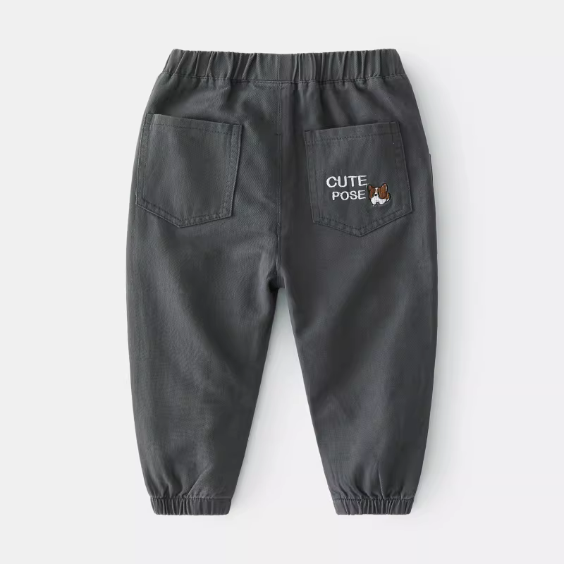 Quần dài bé trai, quần jogger cargo cho bé, quần thường ngày cho trẻ em, quần dài thêu dáng rộng phong cách Hàn Quốc xuân thu, quần áo trẻ em hợp thời trang