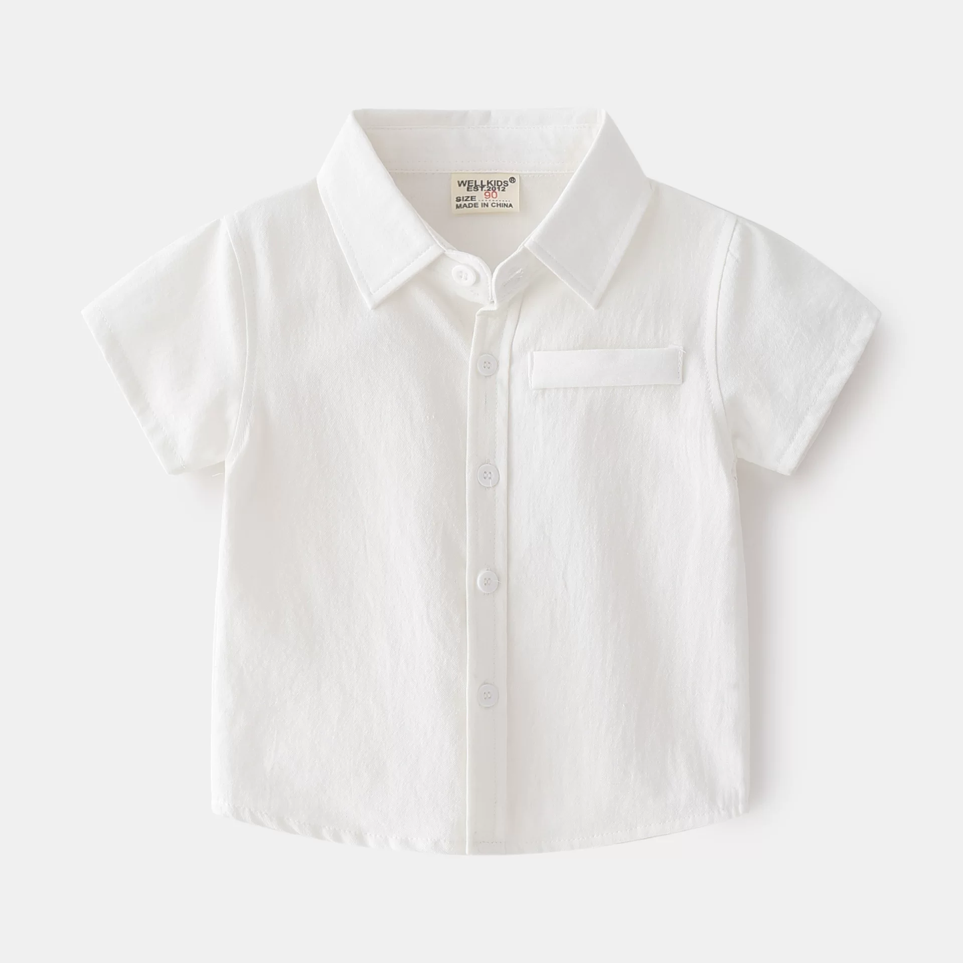Áo sơ mi ngắn tay cho bé trai, kiểu dáng mùa hè mới, thiết kế cổ áo bằng vải cotton màu trơn, kiểu dáng mỏng hợp thời trang giản dị dành cho trẻ nhỏ và trẻ trung bình