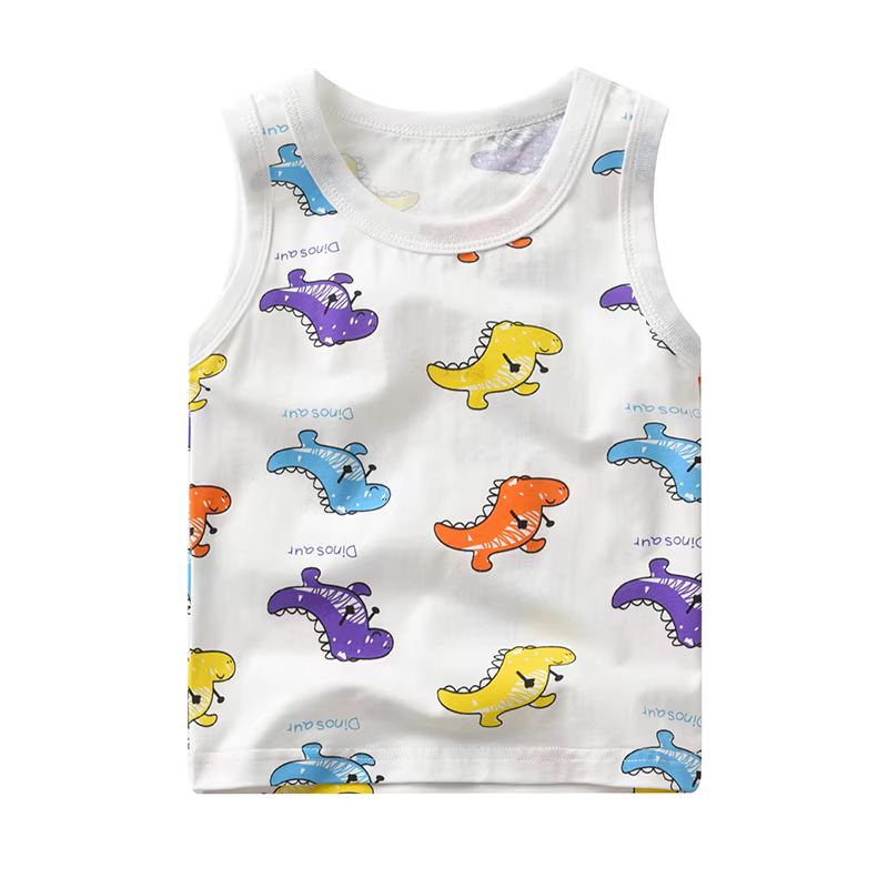 Áo thun bé trai không tay chất liệu cotton nguyên chất, thời trang mùa hè, kiểu dáng mỏng nhẹ dành cho trẻ từ 1-3 tuổi, kiểu dáng trẻ trung.