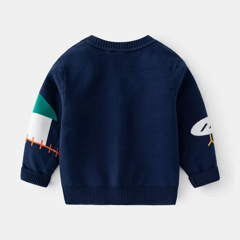 Áo len cardigan trẻ em dệt kim quần áo xuân thu phong cách Hàn Quốc hình động vật hoạt hình bé trai thời trang áo khoác dài tay cổ chữ V cho bé