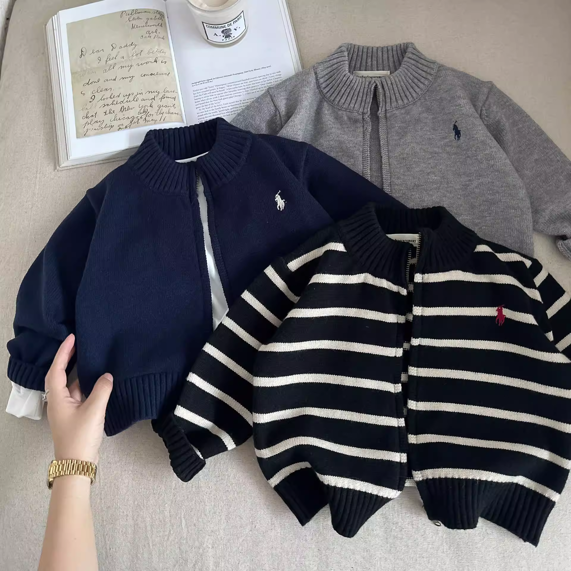 Áo khoác len trẻ em thu đông 2025 kiểu mới, áo len bé trai, áo khoác có khóa kéo thời trang