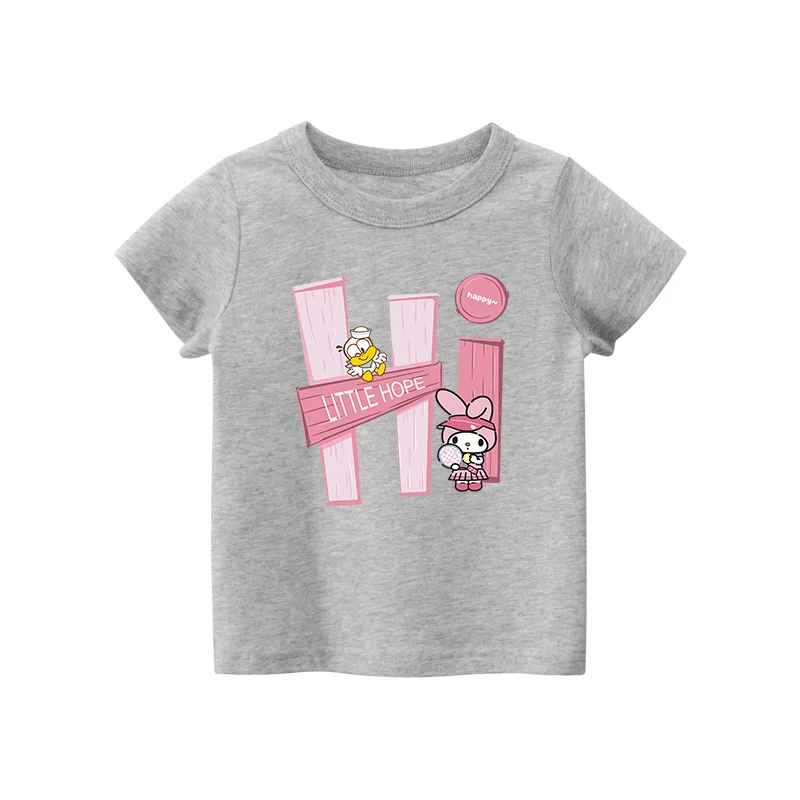 Áo thun ngắn tay cotton nguyên chất cho bé gái Melody, quần áo trẻ em hợp thời trang mùa hè, áo thun ngắn thời trang và hợp thời trang cho bé gái.