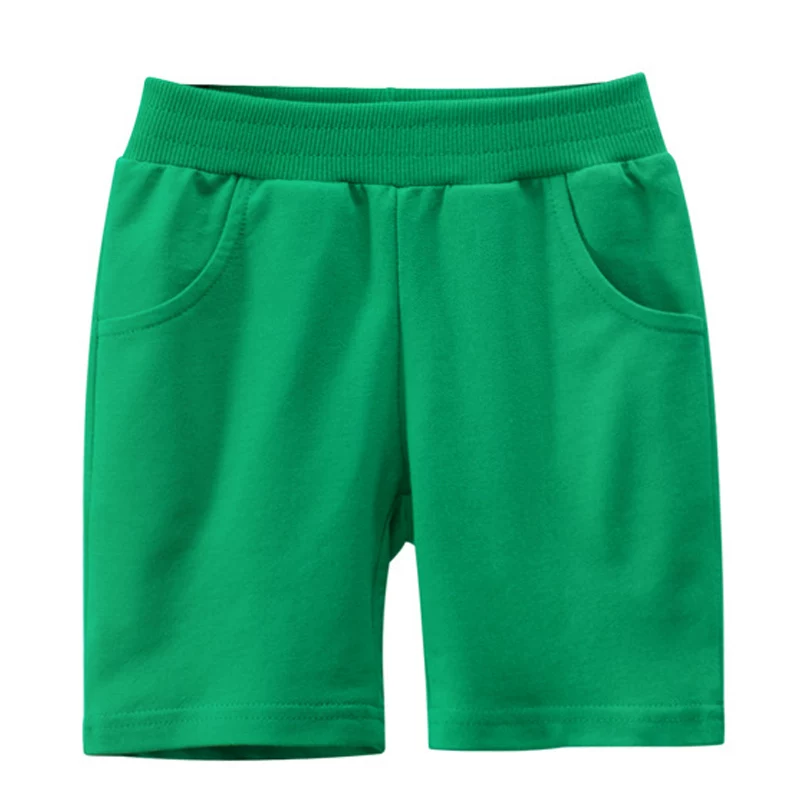 Quần short cotton nguyên chất cho bé trai, màu trơn, không họa tiết, mặc hè 2025, quần short dài đến đầu gối cho bé gái, áo khoác thể thao, mỏng và hợp thời trang.