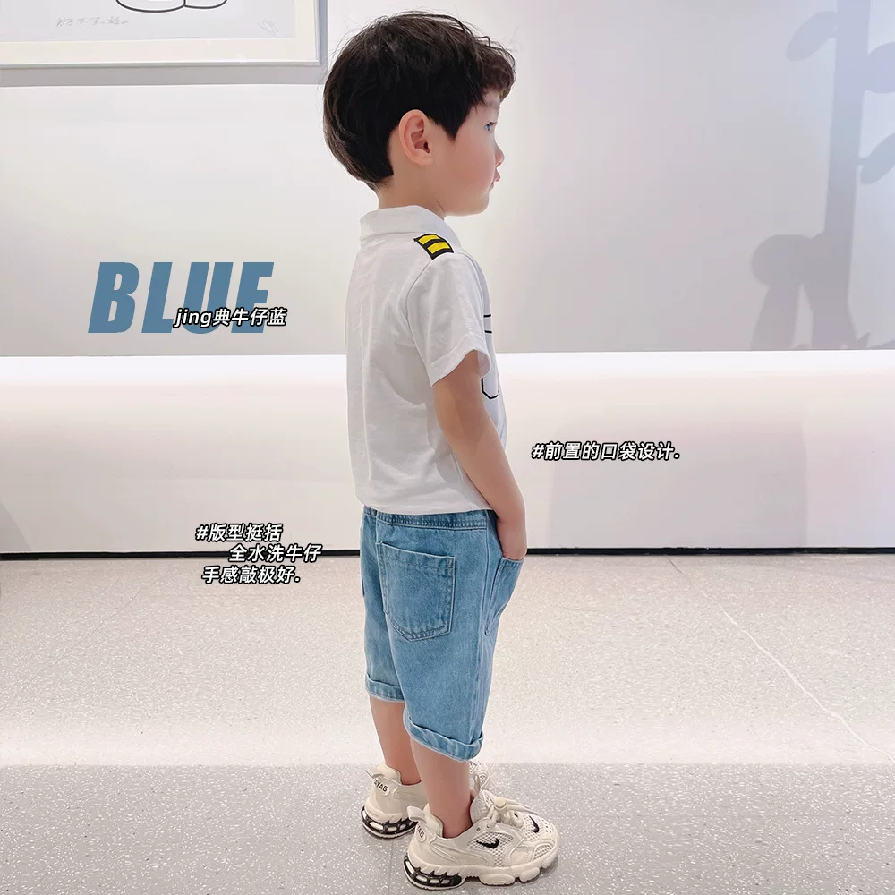 Quần jeans trẻ em hè 2025, quần trẻ em nam, quần casual trẻ em, quần đùi trẻ nhỏ, kiểu Hàn Quốc, thời trang, quần đùi năm phần