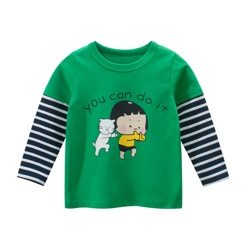 Áo thun bé gái mặc trong năm 2025 xuân thu, áo hoạt hình, áo thun dài tay chất cotton 100% cho bé gái sơ sinh