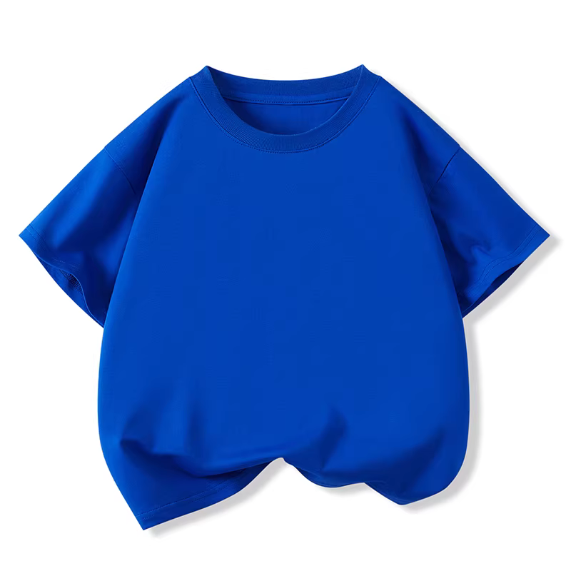 Áo thun cotton tay ngắn mùa hè cho bé trai và bé gái Little Hope, màu trơn không họa tiết, dáng rộng