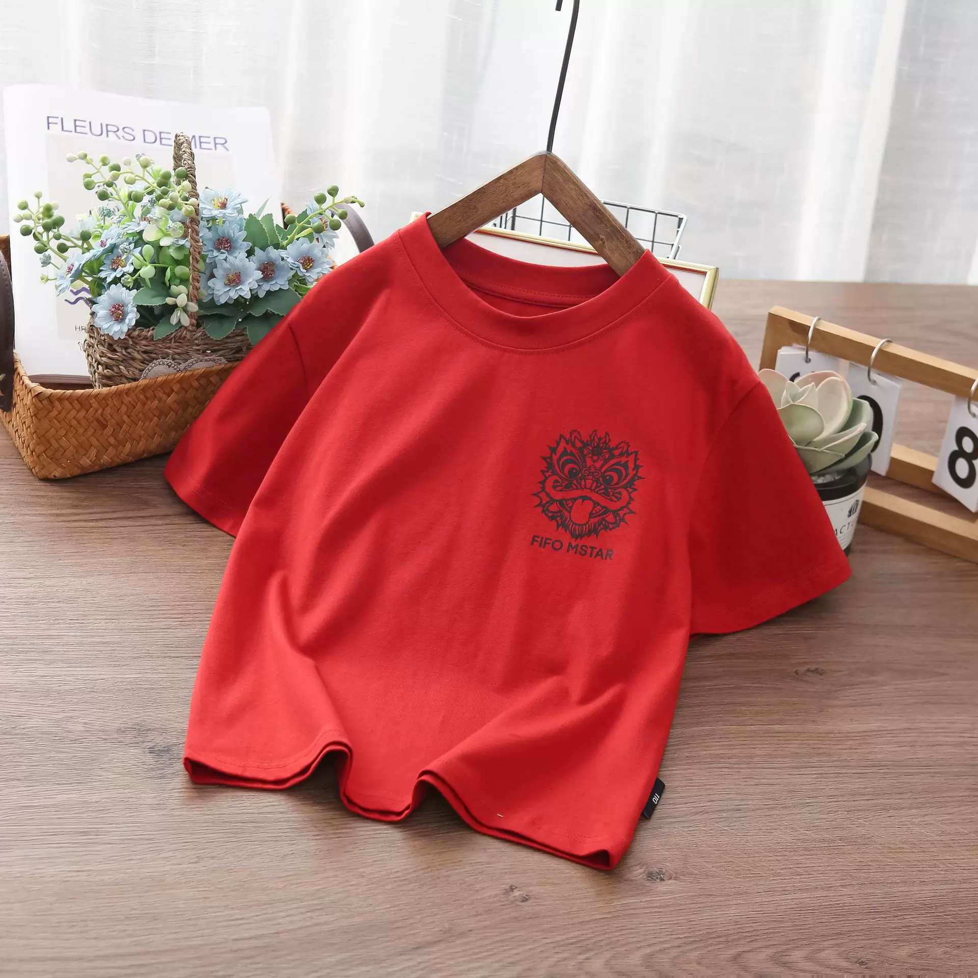 Áo thun ngắn tay trẻ em hè 2025 size trung và lớn thời trang phong cách Trung Hoa hoạt hình quần áo trẻ em rộng rãi chất liệu cotton nguyên chất dành cho bé trai