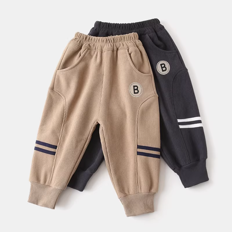 Quần nhung kẻ cho bé trai mùa thu đông, quần thường ngày sành điệu cho trẻ nhỏ, quần dài dày dặn và ấm áp cho trẻ em.