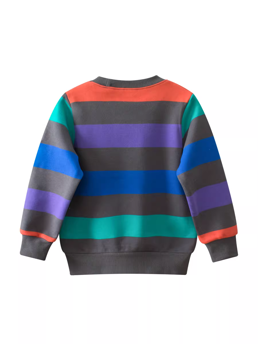 Áo thun trẻ em xuân đông 2025 kiểu mới cổ tròn sọc kẻ bé trai bé gái phong cách Hàn Quốc áo trơn thời trang