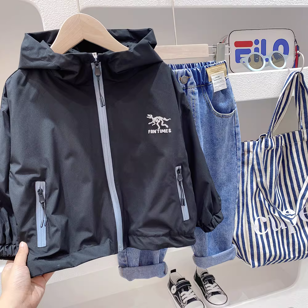 Áo khoác và áo gió cho bé trai mẫu xuân đông 2025, áo khoác măng tô trẻ em cỡ vừa và lớn, áo khoác mùa xuân cho bé, quần áo trẻ em, áo có mũ trùm đầu có khóa kéo