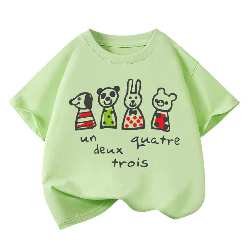 Áo thun ngắn tay Little Hope dành cho bé gái, chất liệu cotton nguyên chất, mùa hè, thương hiệu thời thượng, dáng rộng, quần áo phong cách tươi mới dành cho bé gái, hợp thời trang.