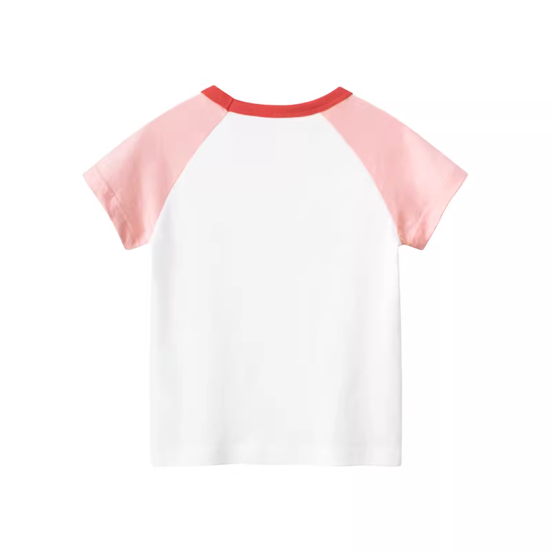 Áo thun ngắn tay cổ tròn cho bé gái phong cách Hàn Quốc mới mùa hè quần áo trẻ em hình thỏ hoạt hình áo nửa tay mỏng cotton nguyên chất