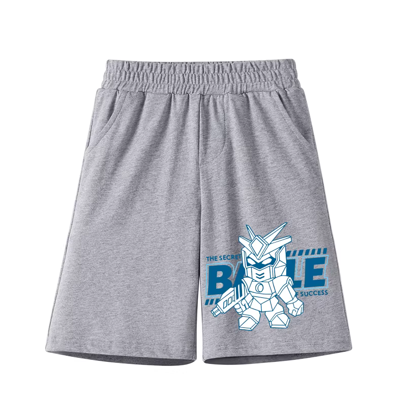 Quần short 100% cotton nguyên chất cho bé trai, quần short năm điểm thông thường, quần robot hoạt hình sành điệu, áo khoác ngoài mùa hè mỏng kiểu dáng hợp thời trang