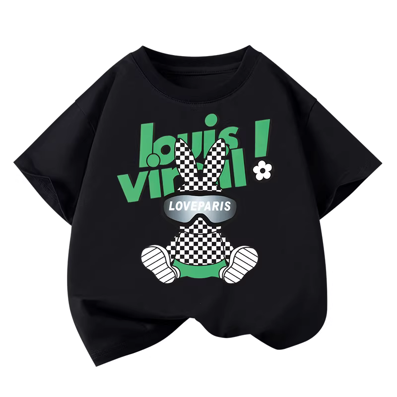 Áo thun bé trai Little Hope tay ngắn cổ tròn trẻ em cotton nguyên chất nửa tay áo kiểu dáng thời trang in hình dáng rộng mặc mùa hè 2