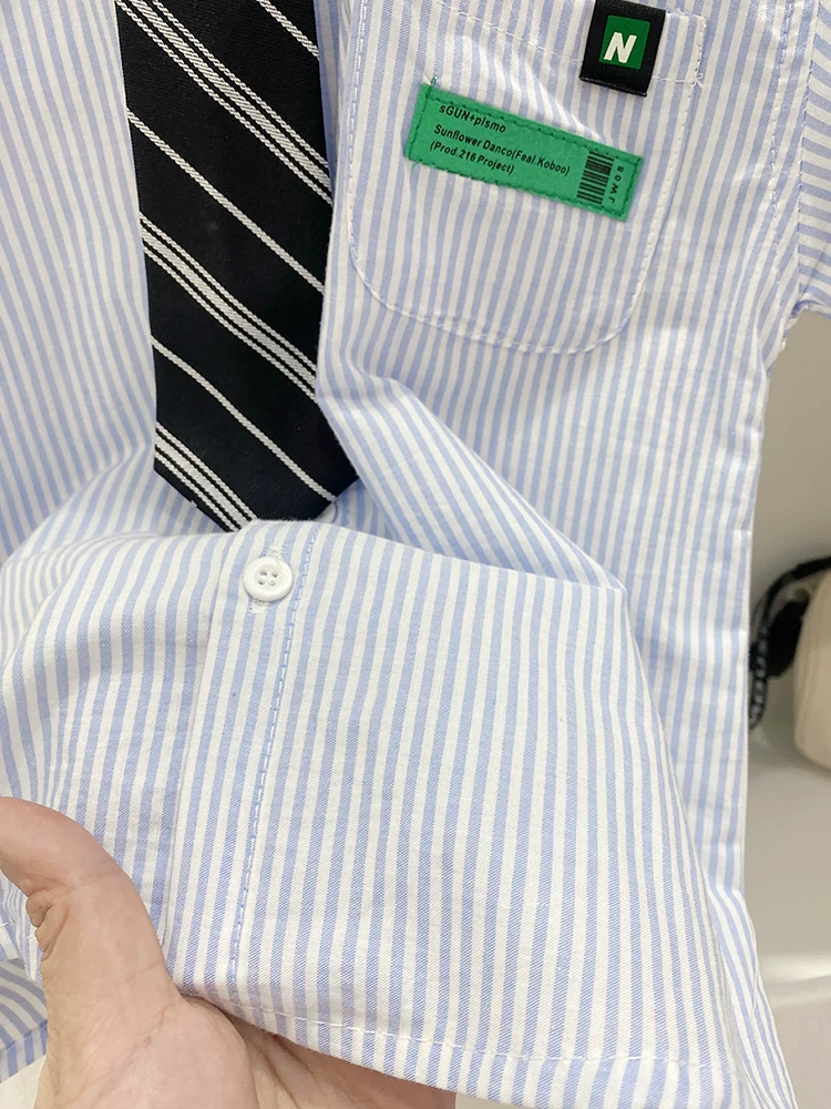Áo sơ mi ngắn tay cho bé trai, kiểu dáng mỏng mới mùa xuân thu, cà vạt nhỏ thời trang, áo sơ mi cotton nguyên chất hợp thời trang và sành điệu dành cho trẻ nhỏ và trẻ trung bình