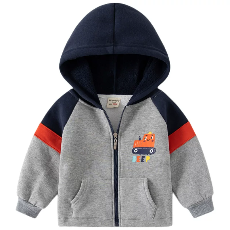 Áo nỉ trẻ em mùa xuân đông 2025, áo khoác có khóa kéo cho bé trai, áo hoodie thời trang trẻ em, áo hoạt hình hợp xu hướng