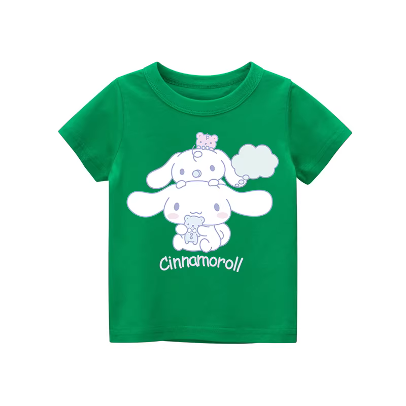 Áo thun ngắn tay bé gái Cinnamon Dog 100% cotton, mặc hè, kiểu mới 2025, thời trang trẻ em, áo thun ngắn bé gái mới